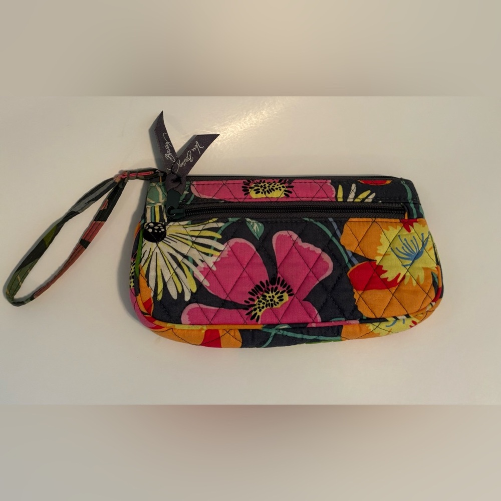 Vera Bradley retired Jazzy Blooms floral tropical wristlet beach zip closure